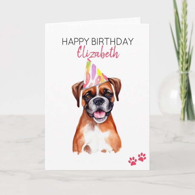 Boxer Dog Personalisiert Happy Birthday Karte (Vorderseite)