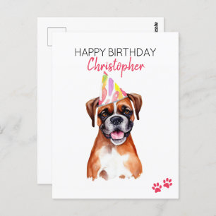 Boxer Dog Personalisiert Happy Birthday Postkarte
