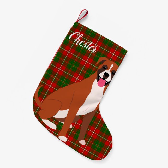 Boxer Dog Personalisiert Kleiner Weihnachtsstrumpf (Vorderansicht (hängend))