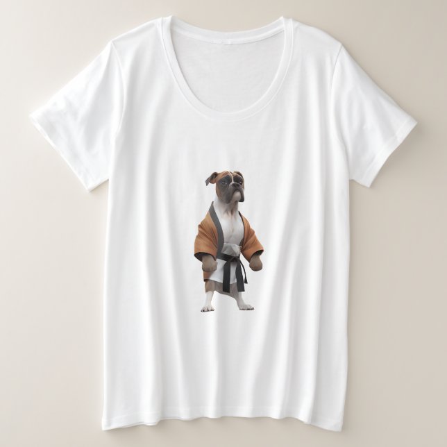 Boxer Dog Play Karate, Karate Champion Boxer Dog Große Größe T-Shirt (Design vorne)