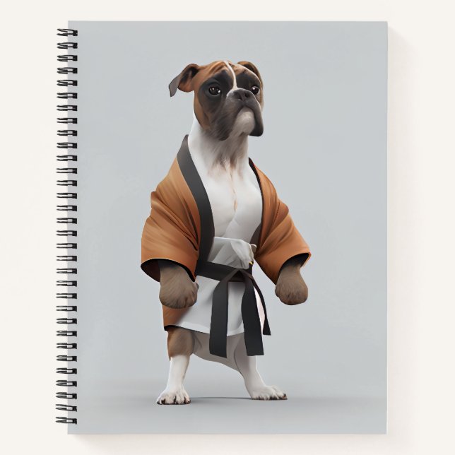 Boxer Dog Play Karate, Karate Champion Boxer Dog Notizbuch (Vorderseite)