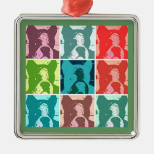Boxer Dog/Pop Art Silbernes Ornament