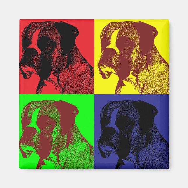 Boxer Dog Pop Art Style Magnet (Vorne)