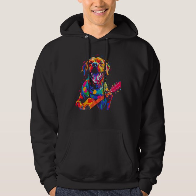 Boxer Dog Pop Guitar Hoodie (Vorderseite)