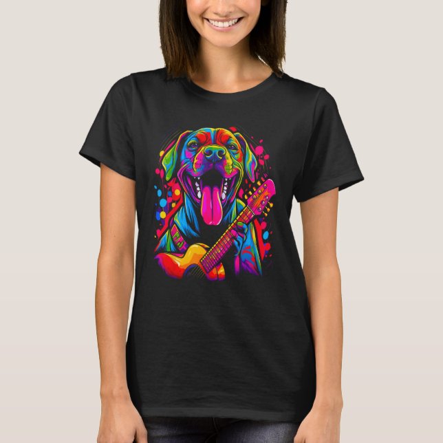 Boxer Dog Pop Guitarist T-Shirt (Vorderseite)
