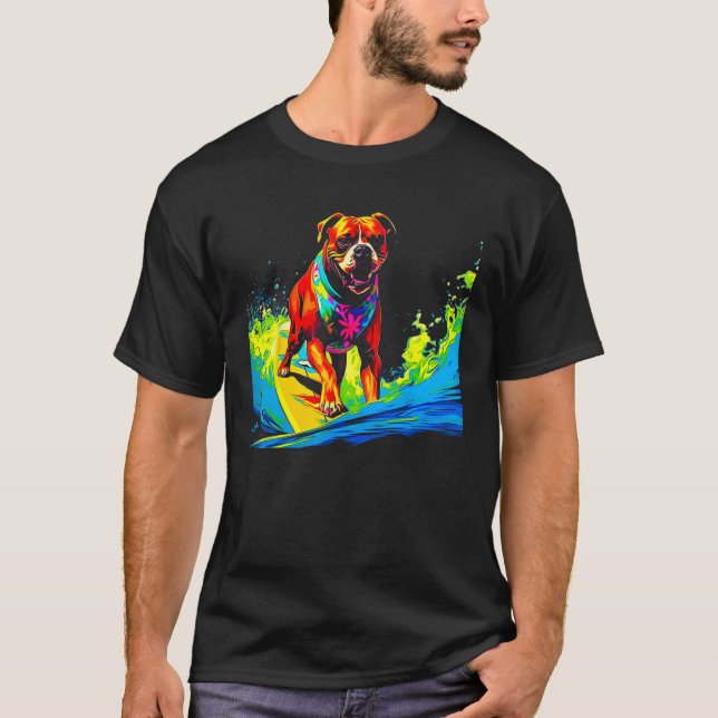 Boxer Dog Pop Surf T-Shirt (Vorderseite)
