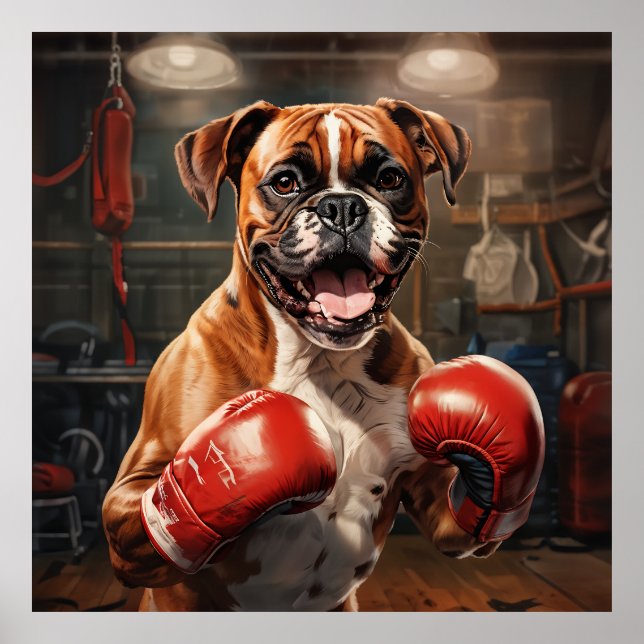 Boxer Dog Practicbox im Gym Vintag Poster (Vorne)