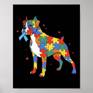 Boxer Dog Puzzle Autismus Bewusstsein Autistische Poster