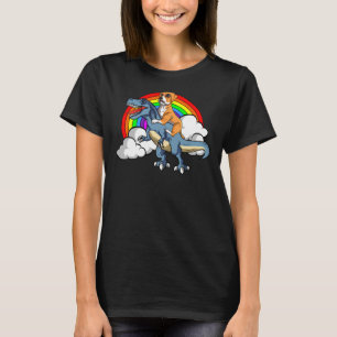 Boxer Dog Riding Dinosaur Trex Deutscher Fu T-Shirt