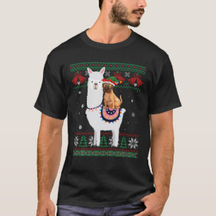 Boxer Dog Riding Llama Funny Ugly Weihnachten T-Shirt