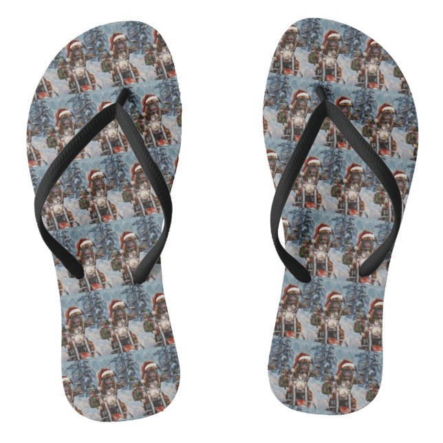 Boxer Dog Riding Motorrad Weihnachten Flip Flops (Fußbett)