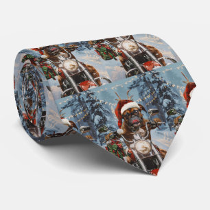 Boxer Dog Riding Motorrad Weihnachten Krawatte