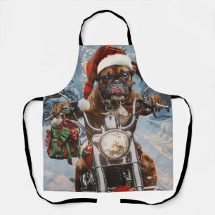 Boxer Dog Riding Motorrad Weihnachten Schürze