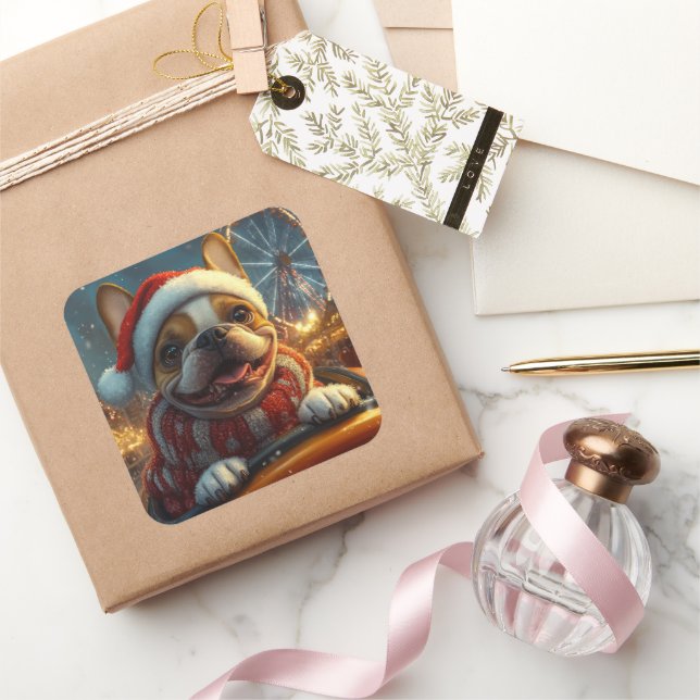 Boxer Dog Roller Untersetzer Weihnachten Quadratischer Aufkleber (Schenken)