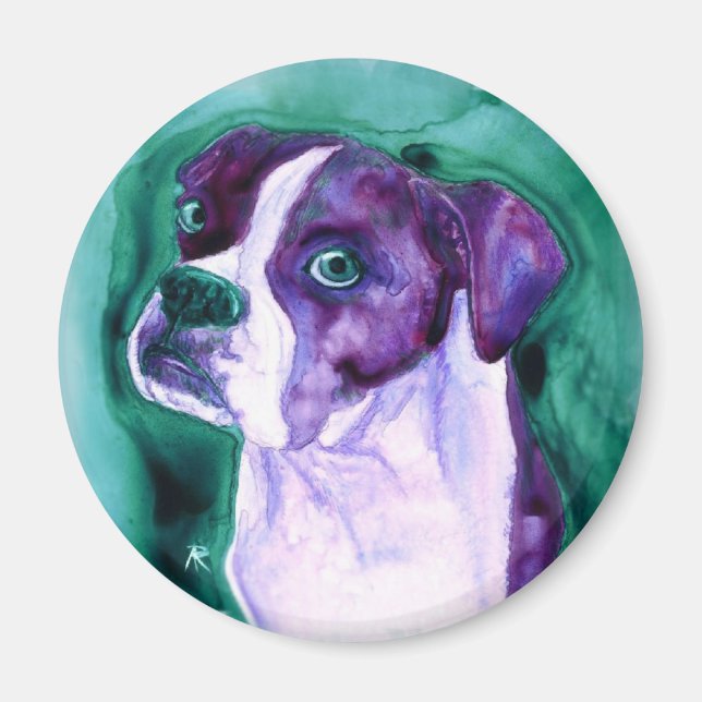 Boxer Dog Round Magnet - "Nicht ich" (Vorne)