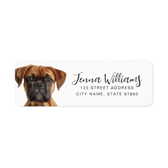 Boxer Dog Rücksendeadressen-Aufkleber (Vorne)