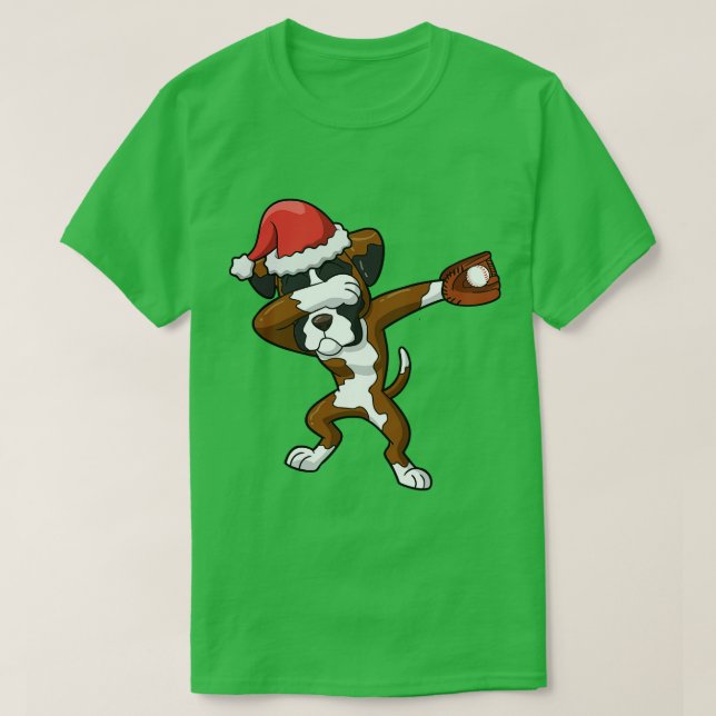 Boxer Dog Santa Claus Baseball T-Shirt (Design vorne)