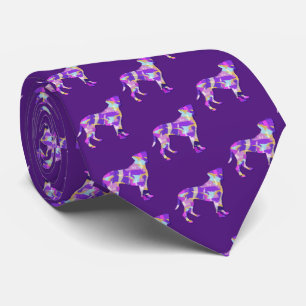 Boxer Dog Silhouette Dark Lila Neck Krawatte