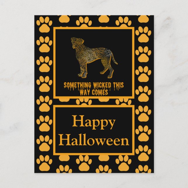 Boxer Dog Silhouette Happy Halloween Orange Postkarte (Vorderseite)