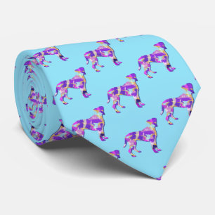 Boxer Dog Silhouette Lila Light Blue Neck Krawatte