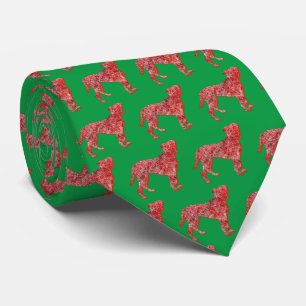 Boxer Dog Silhouette Niedlich Weihnachts Grün Neck Krawatte