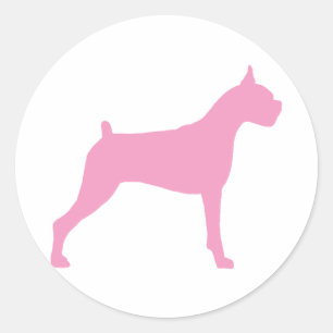 Boxer Dog Silhouette (pink) Runder Aufkleber