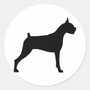 Boxer Dog Silhouette Runder Aufkleber