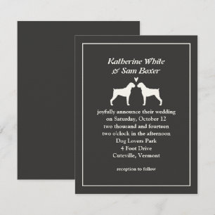 Boxer Dog Silhouetten Hochzeit Einladung