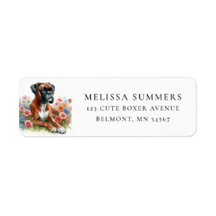 Boxer Dog Spring Wildblumen geben Adressenaufklebe