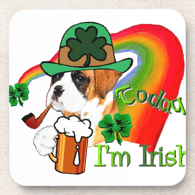 Boxer Dog St Patrick's Day Getränkeuntersetzer (Vorderseite)
