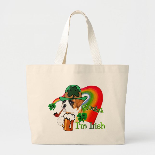 Boxer Dog St Patrick's Day Jumbo Stoffbeutel (Vorne)