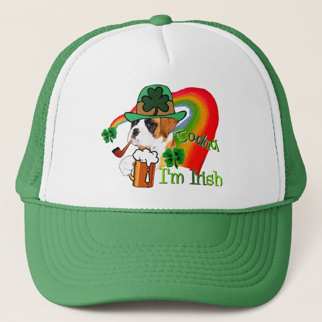 Boxer Dog St Patrick's Day Truckerkappe (Vorderseite)