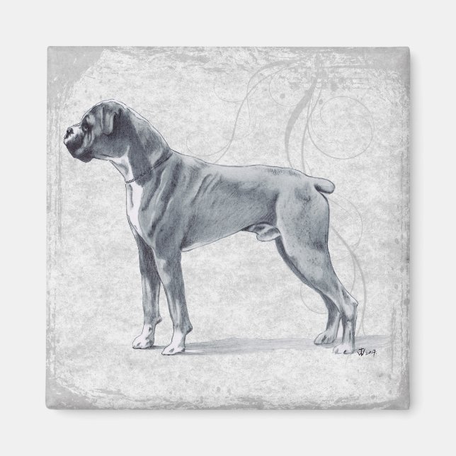 Boxer Dog Stehend Magnet (Vorne)
