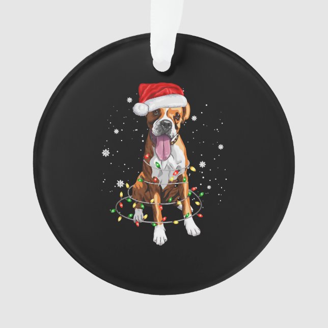Boxer Dog Tree Weihnachtsbeleuchtung Xmas Pajama Ornament (Vorderseite)
