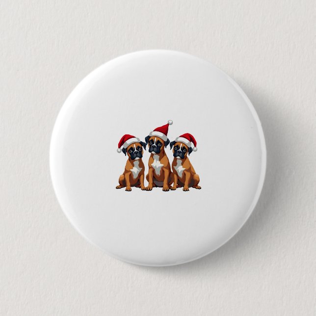 Boxer Dog Ugly Sweater Christmas Light Xmas Pajama Button (Vorderseite)