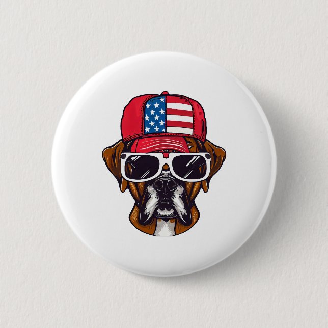 Boxer Dog USA Button (Vorderseite)