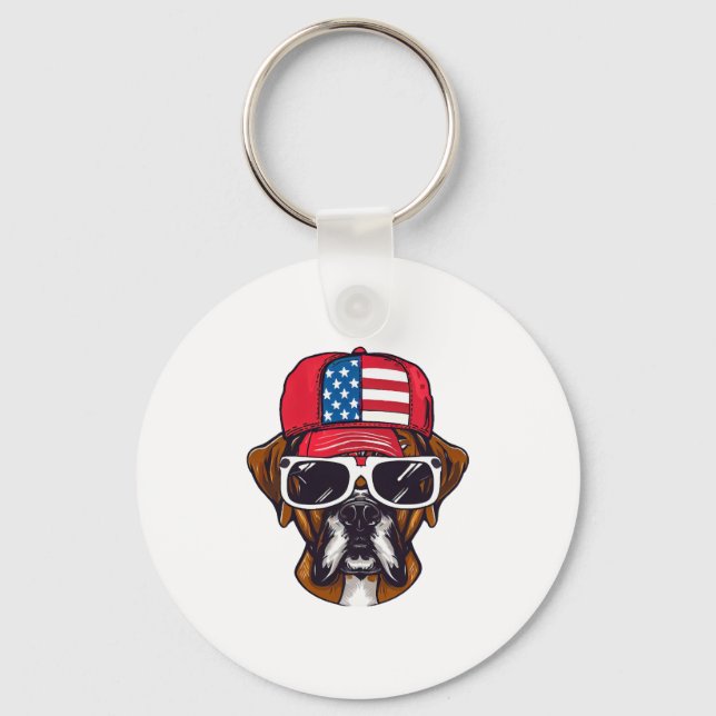 Boxer Dog USA Schlüsselanhänger (Vorderseite)