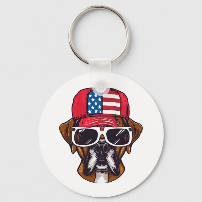 Boxer Dog USA Schlüsselanhänger (Vorderseite)