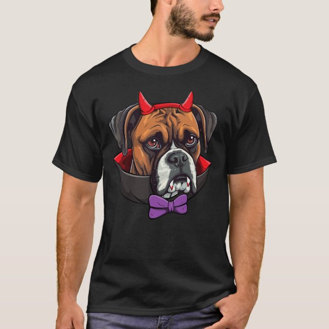 Boxer Dog Vampire Halloween Costume T-Shirt (Vorderseite)