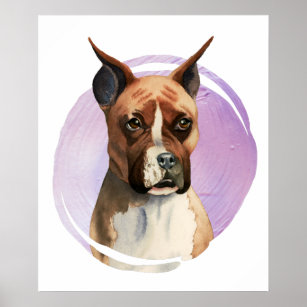 Boxer Dog Watercolor Painting Poster