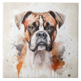 Boxer Dog Watercolor Pet Fliese