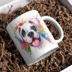 Boxer Dog Watercolor Splashes Kaffeetasse