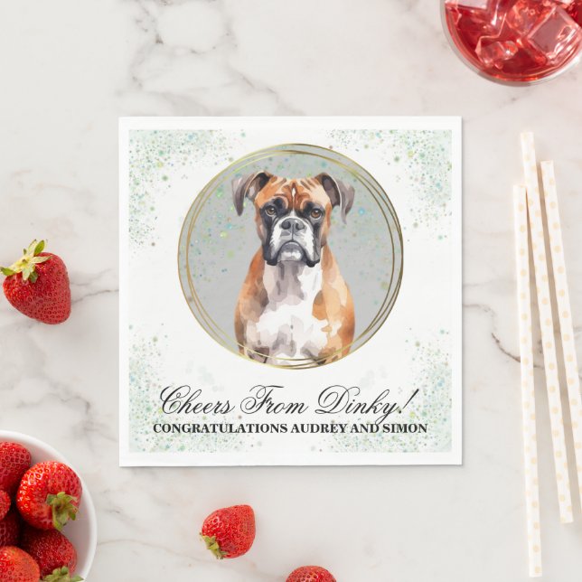 Boxer Dog Wedding Napkins mit Hunde Foto Serviette (Beispiel)