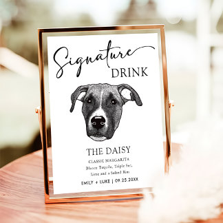 Boxer Dog Wedding Signature Drink Sign Poster