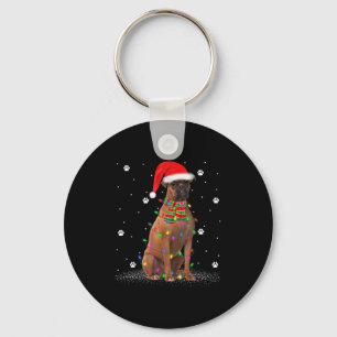 Boxer Dog Weihnachtsbeleuchtung Weihnachtsfeiertag Schlüsselanhänger