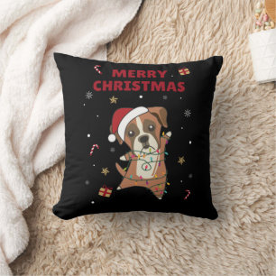 Boxer Dog Weihnachtsschnee Winter Tiere Hunde werf Kissen