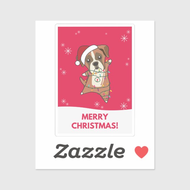 Boxer Dog Weihnachtsschnee Wintertiere Hunde-Stick Aufkleber (Blatt)