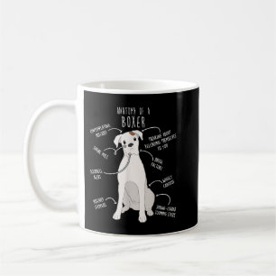 Boxer Dog White Karo Anatomie Funny Niedlich Pet M Kaffeetasse