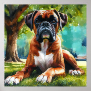 Boxer Dog 🐾 Wiggle Hinterns & Schwanz Wags Poster