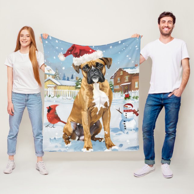 Boxer Dog Winter Wonderland Weihnachtsfreude Fleecedecke (Beispiel)
